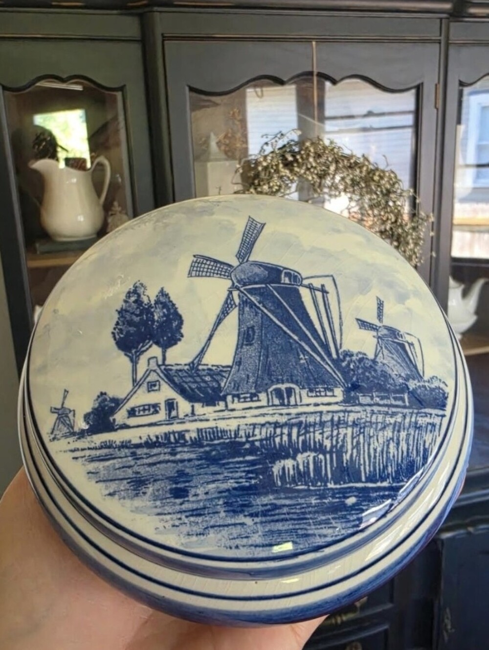 Vintage Delft Lidded Trinket Dish Bowl